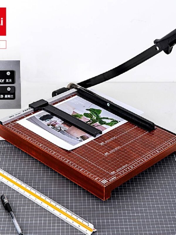 ديلي مقطع ورق طبلية خشب سكين معدن - قياس B4 - مقبض وقفل حماية - بني - E8003